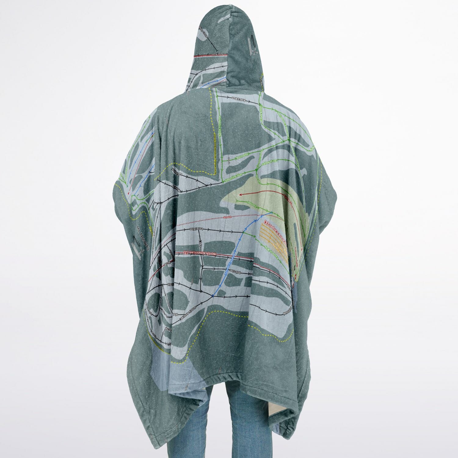 Mt Norquay, Alberta Ski Resort Map Flannel Blanket Poncho