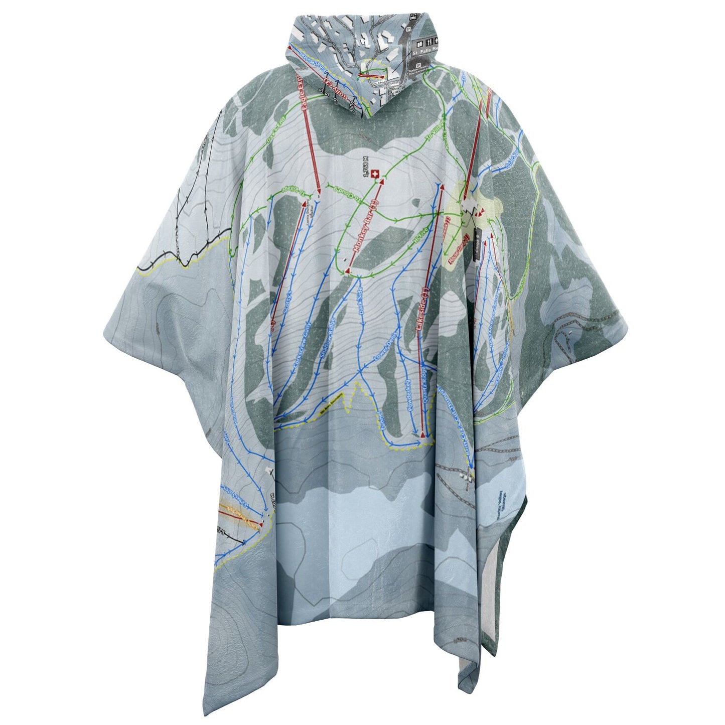 Falls Creek, Australia Ski Resort Map Flannel Blanket Poncho - Powderaddicts
