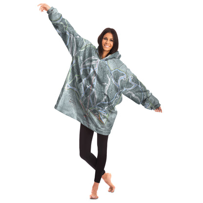 Bluewood, Washington Ski Trail Map Snug Hoodie