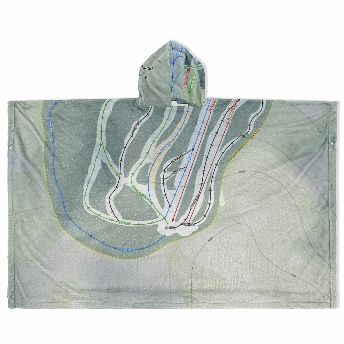 Mont Rigaud, Quebec Ski Resort Map Flannel Blanket Poncho