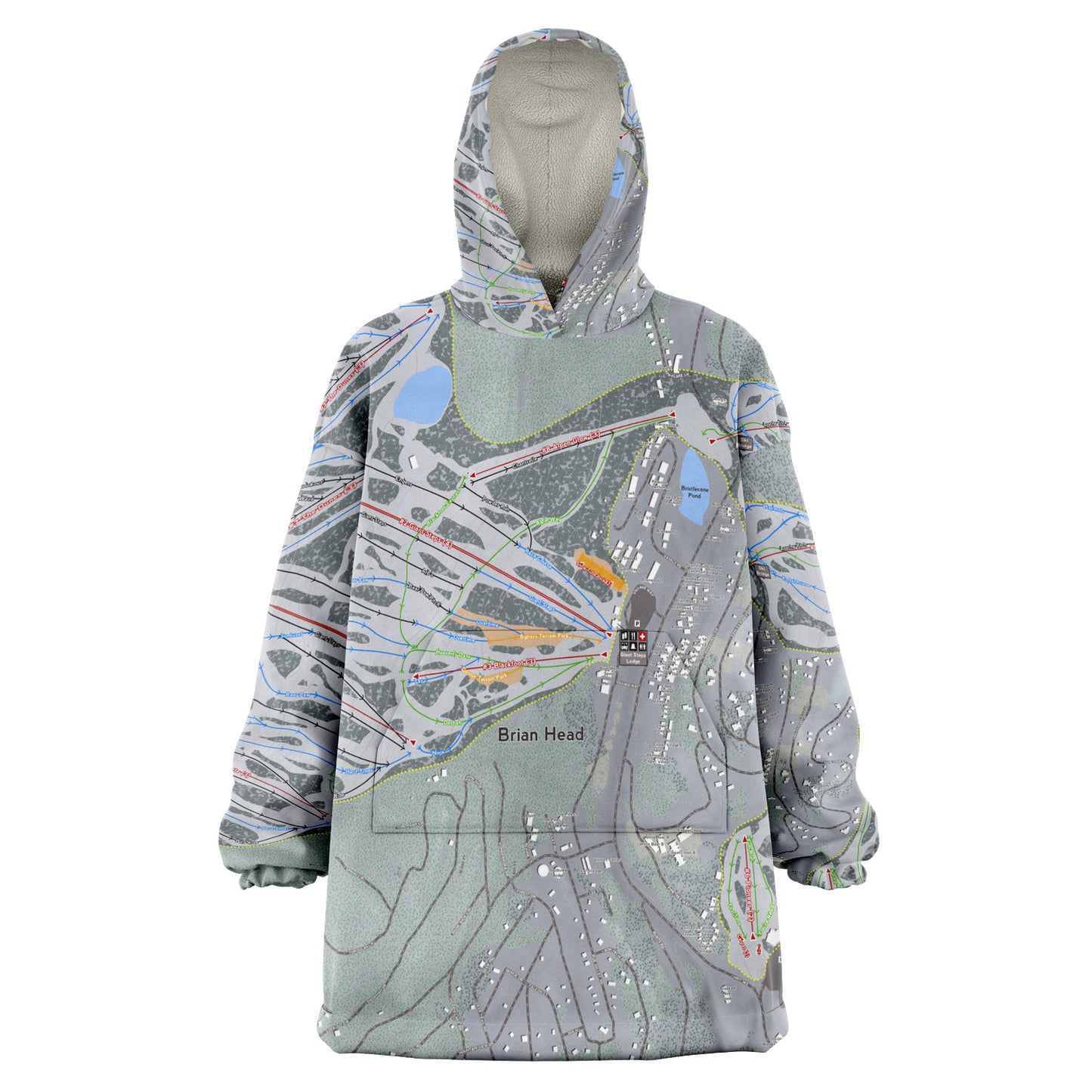 Brian Head, Utah Ski Trail Map - Snug Hoodie - Powderaddicts