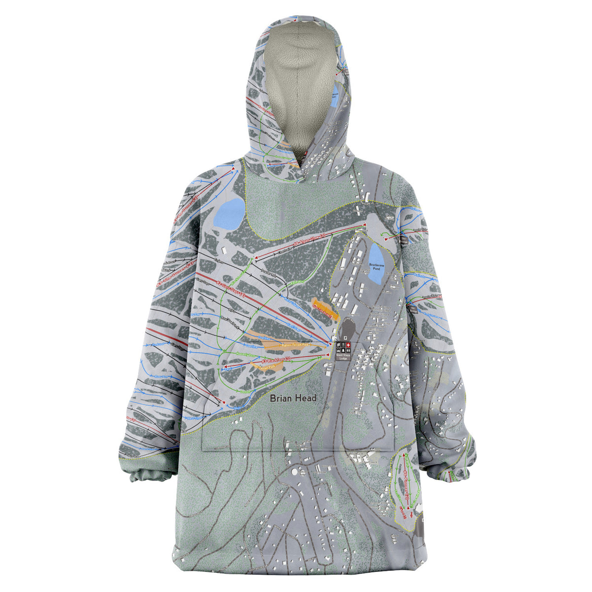Brian Head, Utah Ski Trail Map - Snug Hoodie