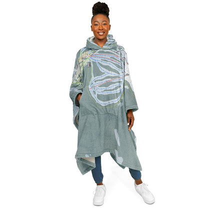 China Peak, California Ski Resort Map Flannel Blanket Poncho