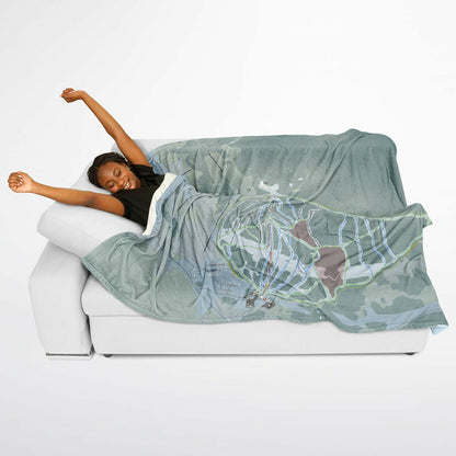 Powder King, British Columbia Ski Resort Map Flannel Blanket Poncho