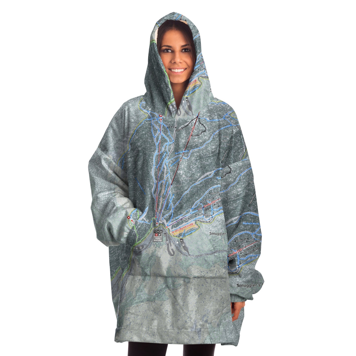 Smuggler's Notch, Vermont Ski Trail Map - Snug Hoodie - Powderaddicts