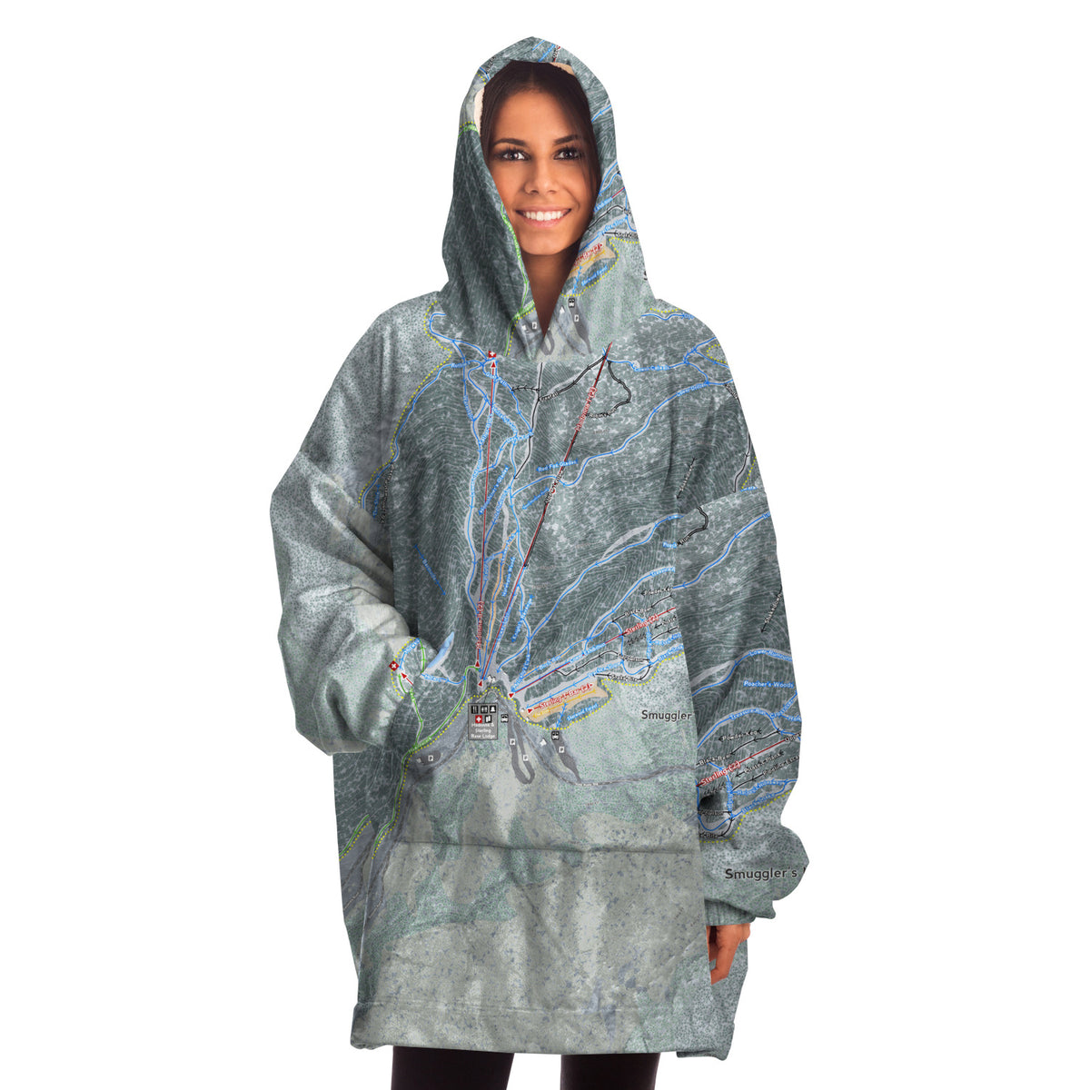 Smuggler&#39;s Notch, Vermont Ski Trail Map - Snug Hoodie