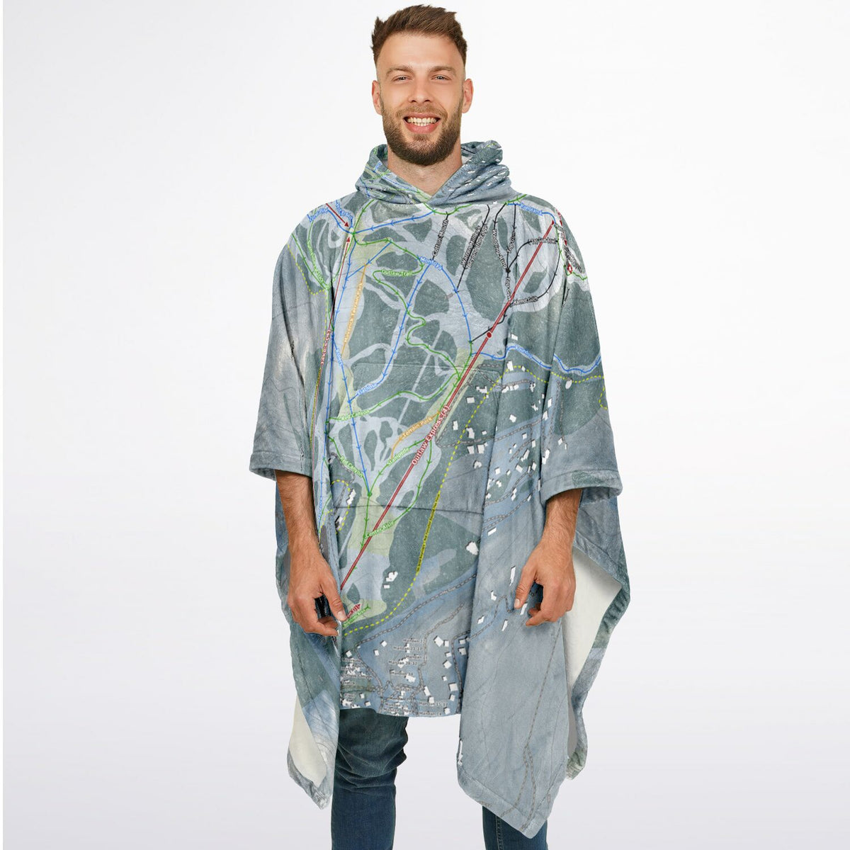 Sundance, Utah Ski Resort Map Flannel Blanket Poncho
