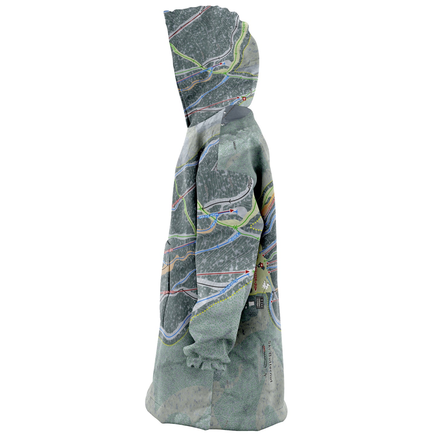 Ski Butternut, Massachusetts Ski Trail Map Snug Hoodie