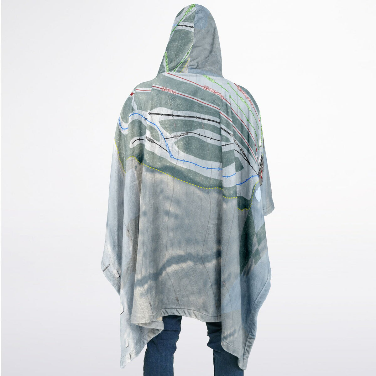 Cazenovia, New York Ski Resort Map Flannel Blanket Poncho