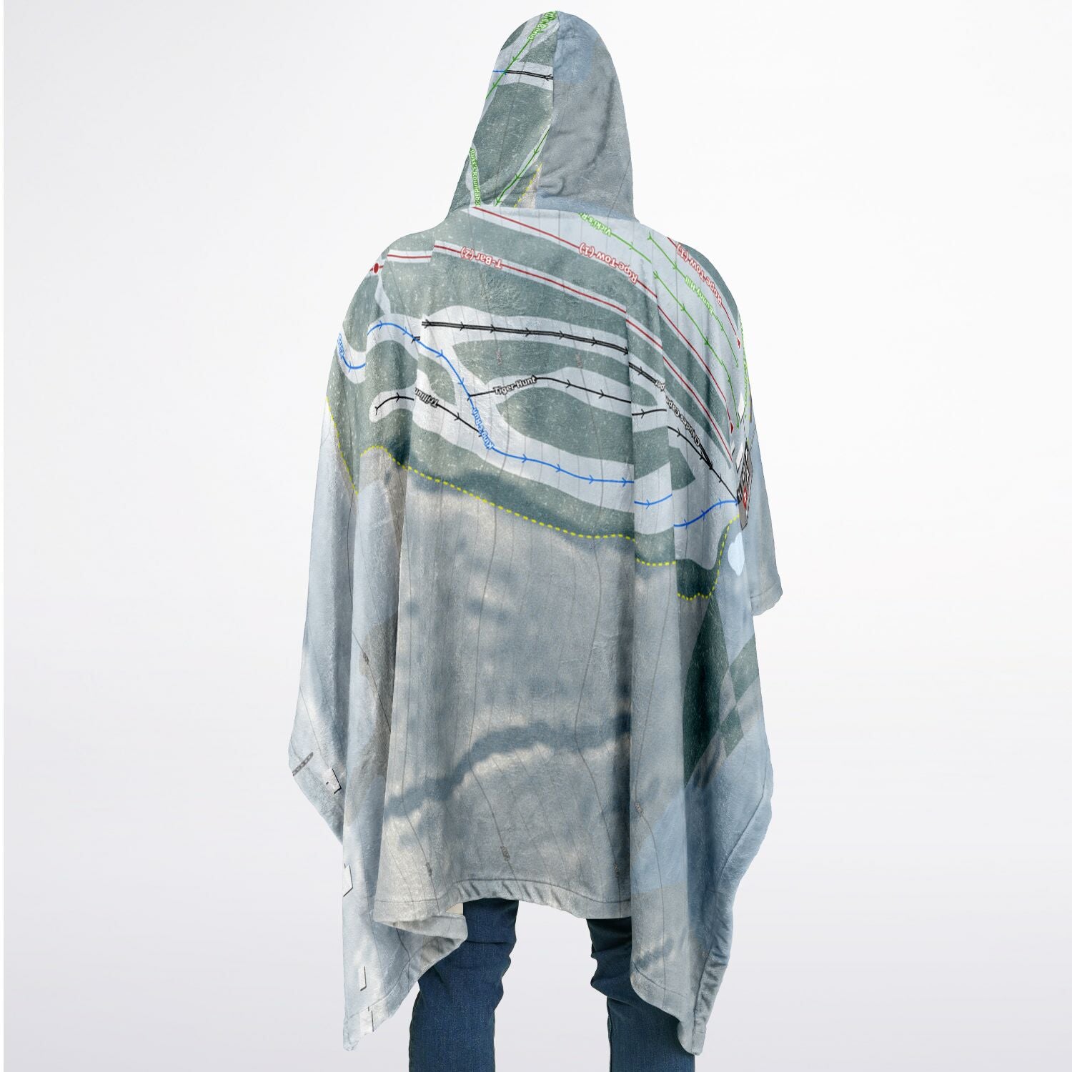Cazenovia, New York Ski Resort Map Flannel Blanket Poncho