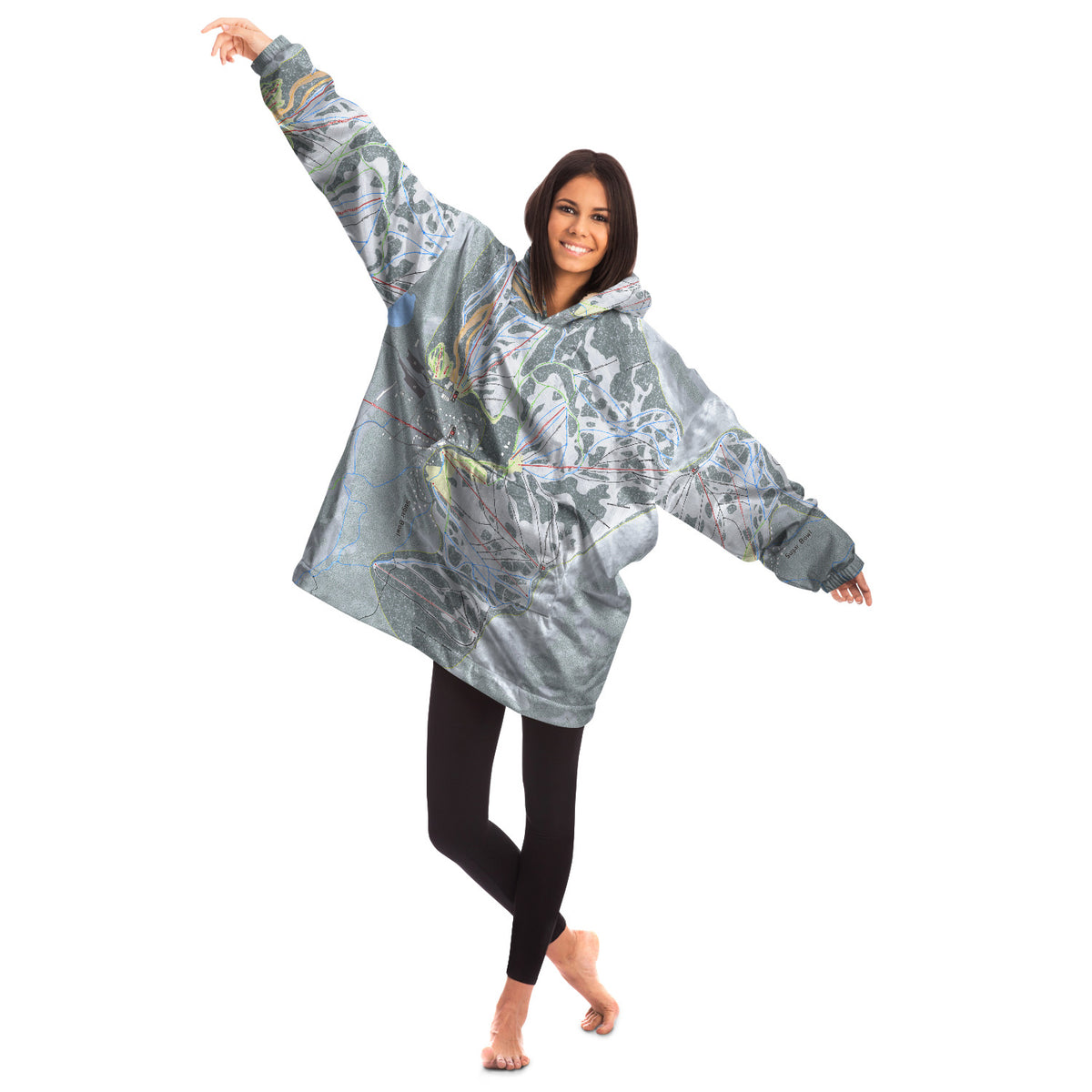 Sugar Bowl, California Ski Trail Map - Snug Hoodie