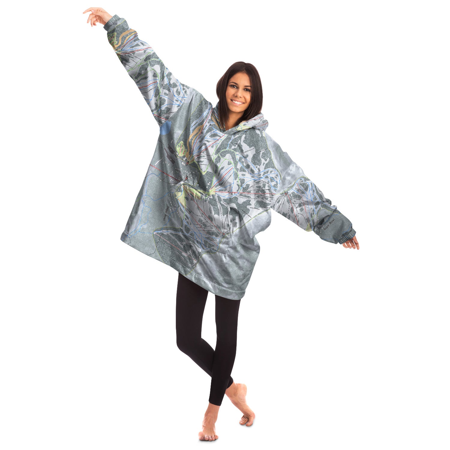 Sugar Bowl, California Ski Trail Map - Snug Hoodie