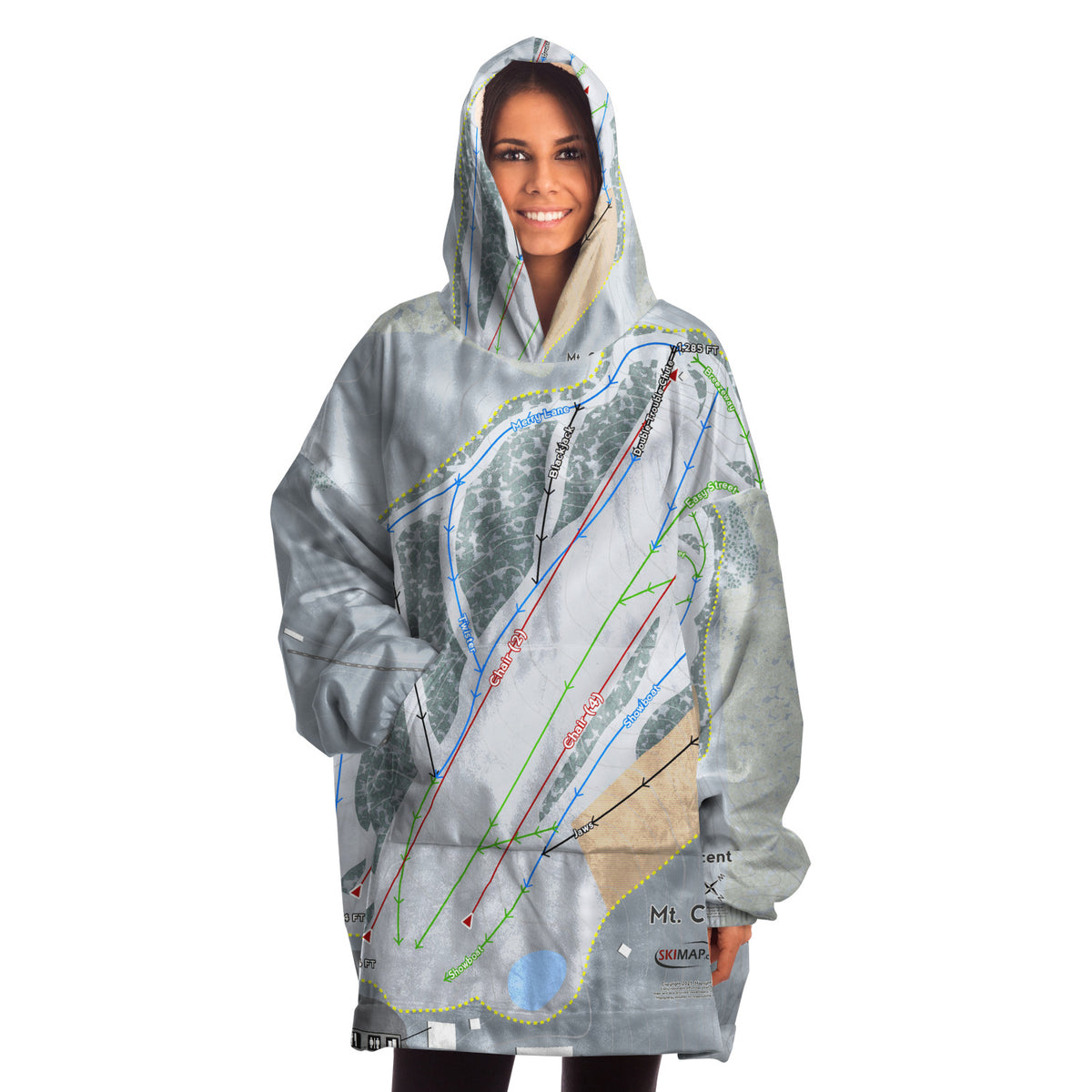 Mt Crescent, Iowa Ski Trail Map - Snug Hoodie