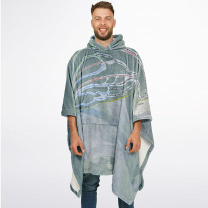 Hickory Ski Center, New York Ski Resort Map Flannel Blanket Poncho
