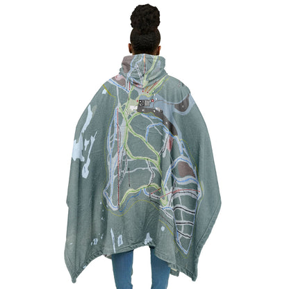 Cypress Mountain, British Columbia Ski Resort Map Flannel Blanket Poncho