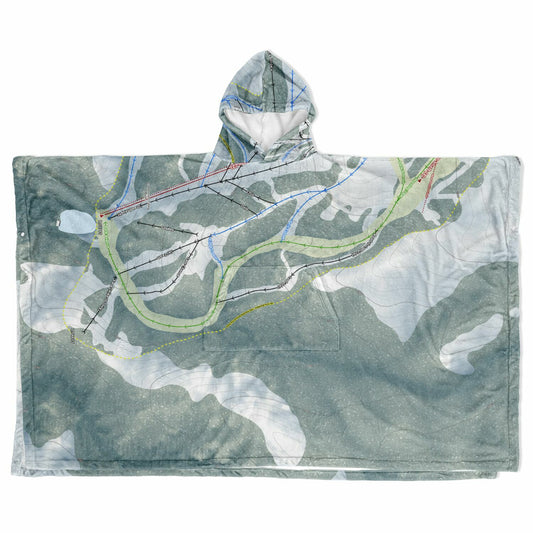 Hogadon, Wyoming Ski Resort Map Flannel Blanket Poncho