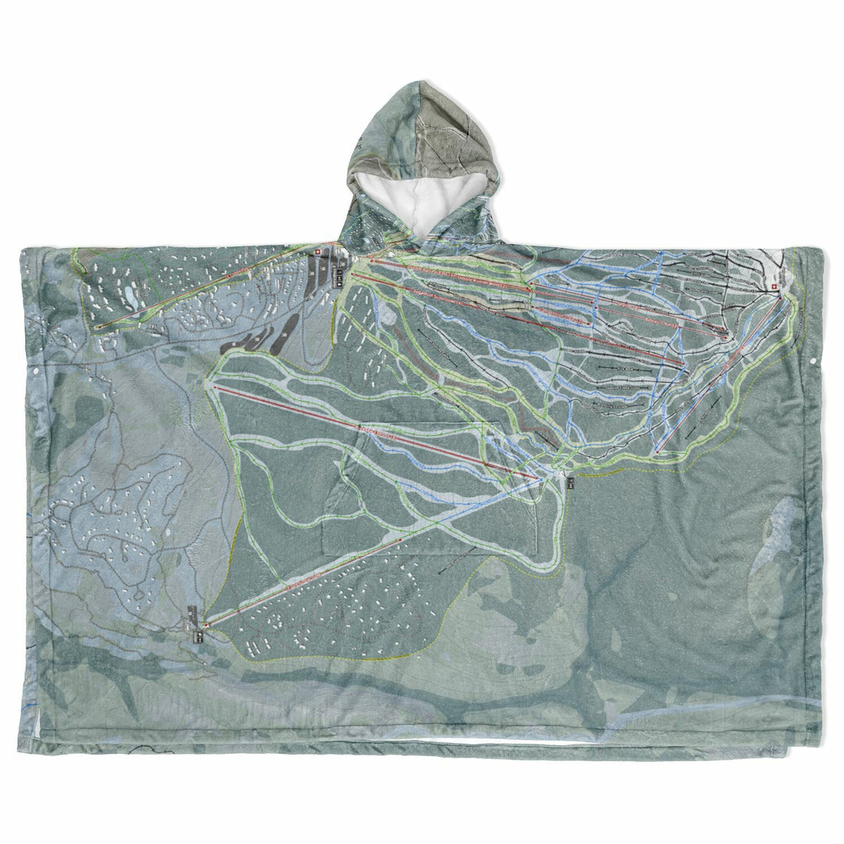 Sugarloaf, Maine Ski Resort Map Flannel Blanket Poncho
