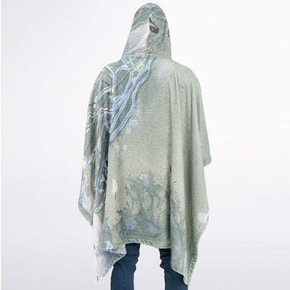 Ski Santa Fe, New Mexico Ski Resort Map Flannel Blanket Poncho