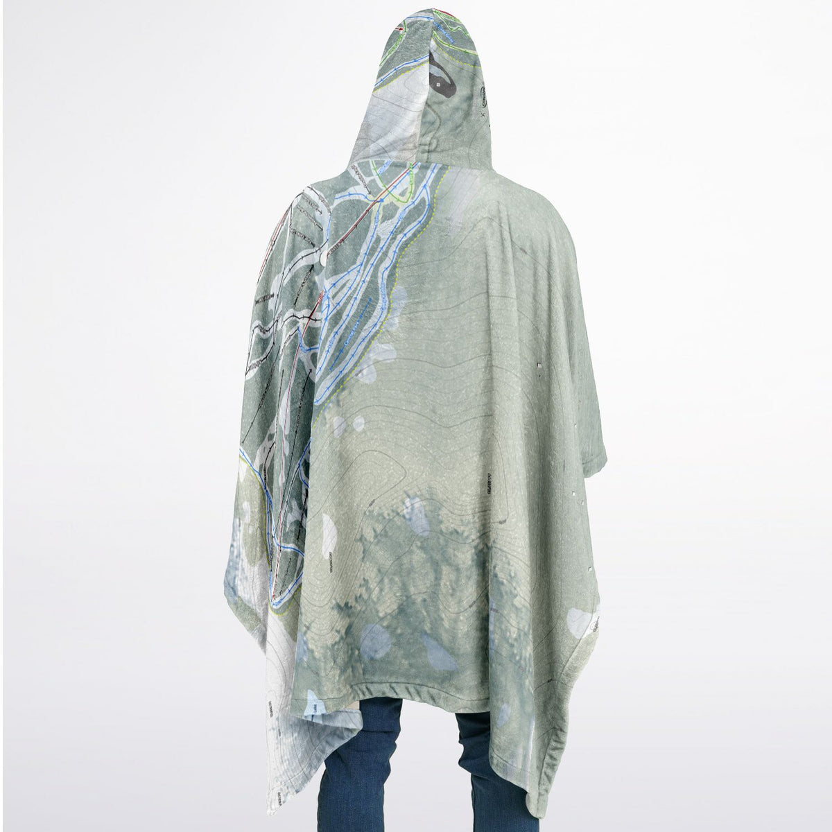 Ski Santa Fe, New Mexico Ski Resort Map Flannel Blanket Poncho