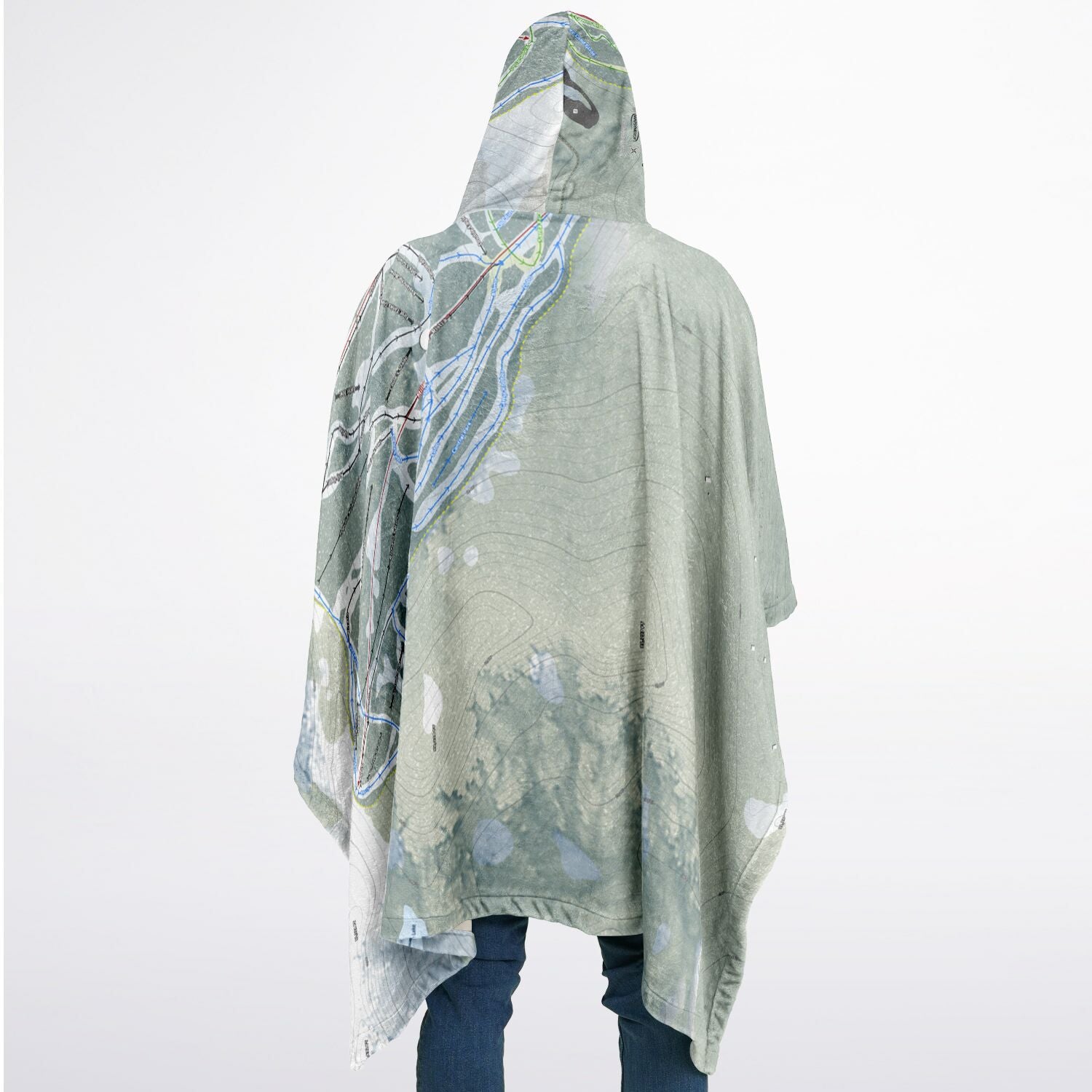 Ski Santa Fe, New Mexico Ski Resort Map Flannel Blanket Poncho