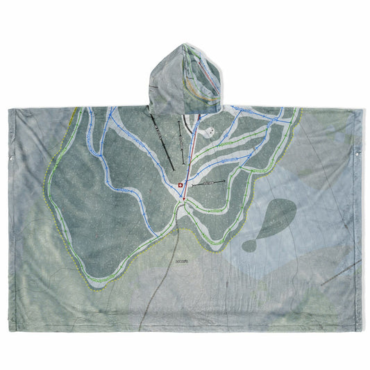 Whaleback Mountain, New Hampshire Ski Resort Map Flannel Blanket Poncho