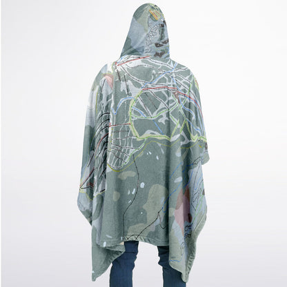 Mt Washington, British Columbia Ski Resort Map Flannel Blanket Poncho