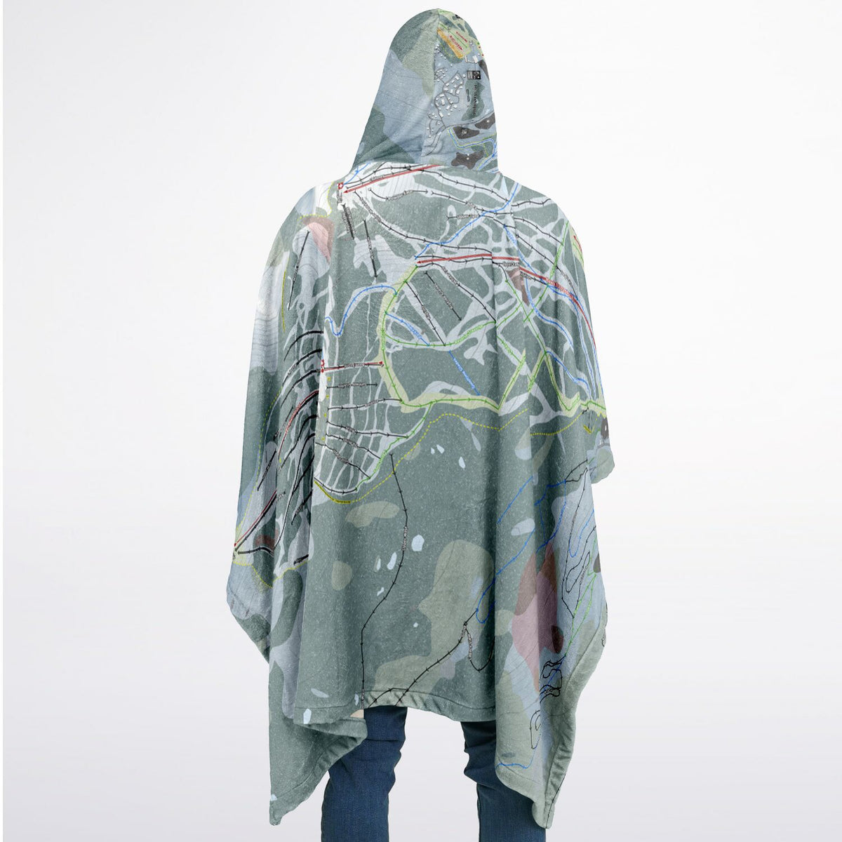 Mt Washington, British Columbia Ski Resort Map Flannel Blanket Poncho