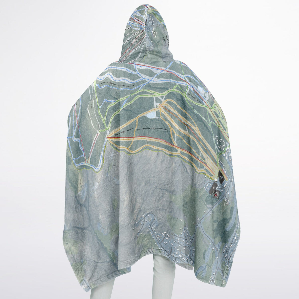 Mount Snow, Vermont Ski Resort Map Flannel Blanket Poncho