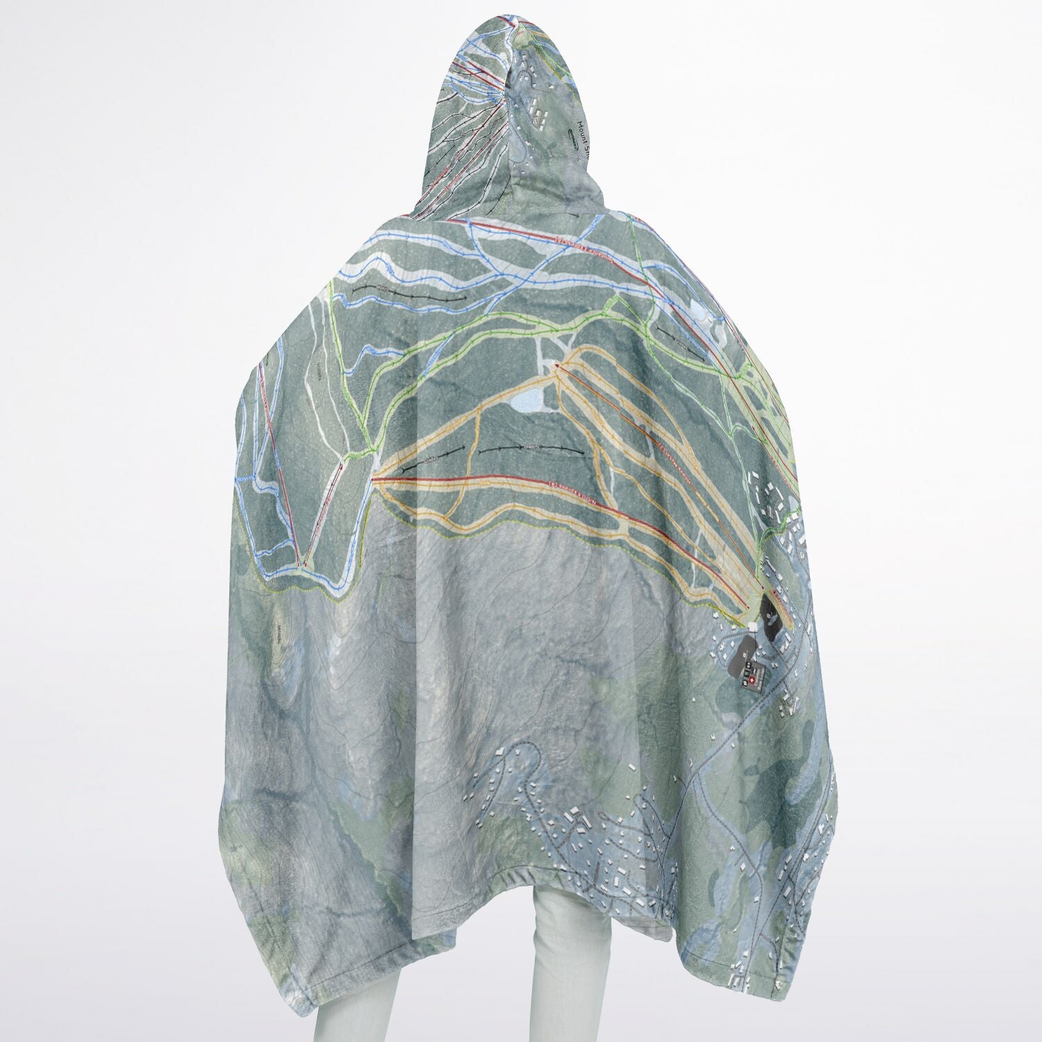 Mount Snow, Vermont Ski Resort Map Flannel Blanket Poncho
