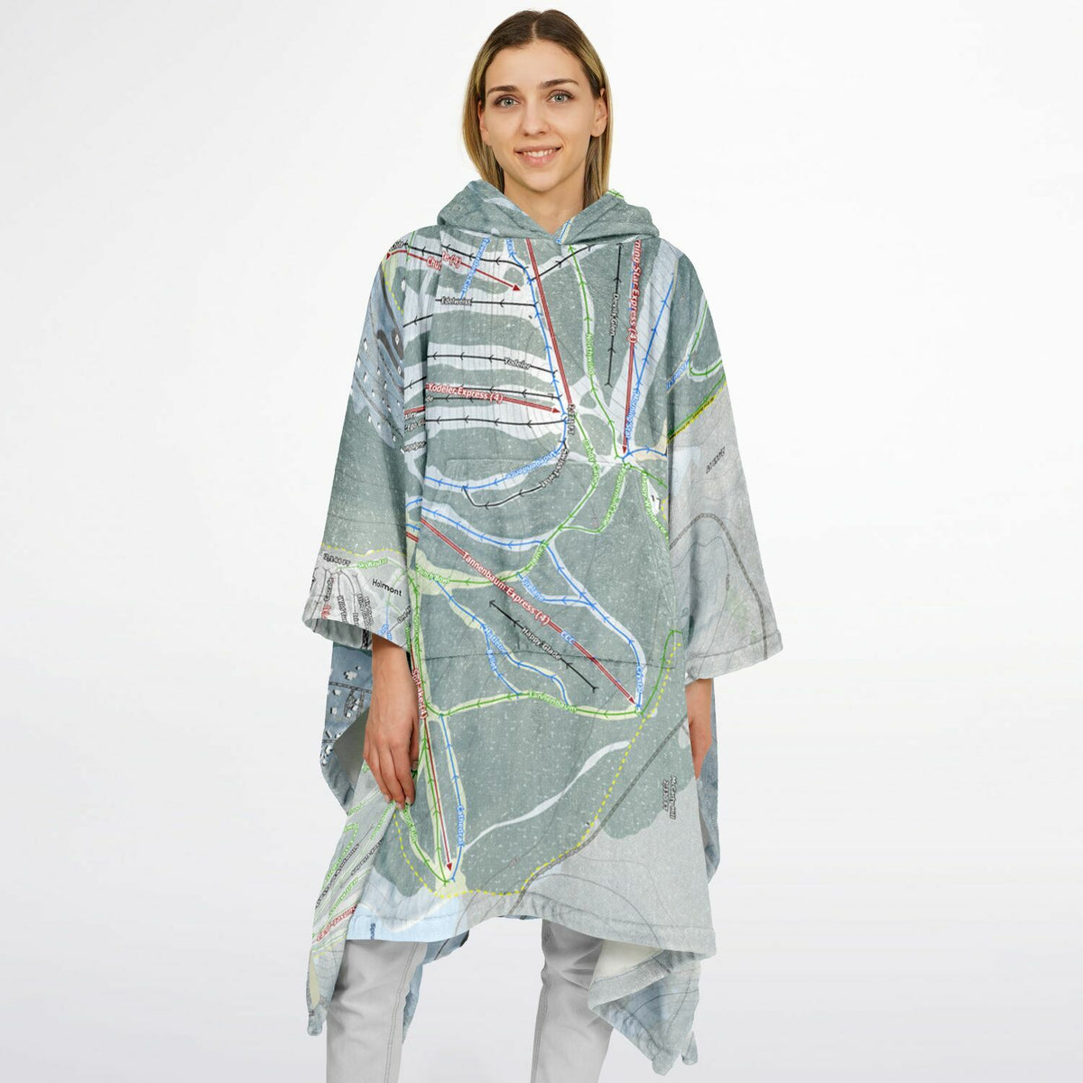 Holiday Valley, New York Ski Resort Map Flannel Blanket Poncho