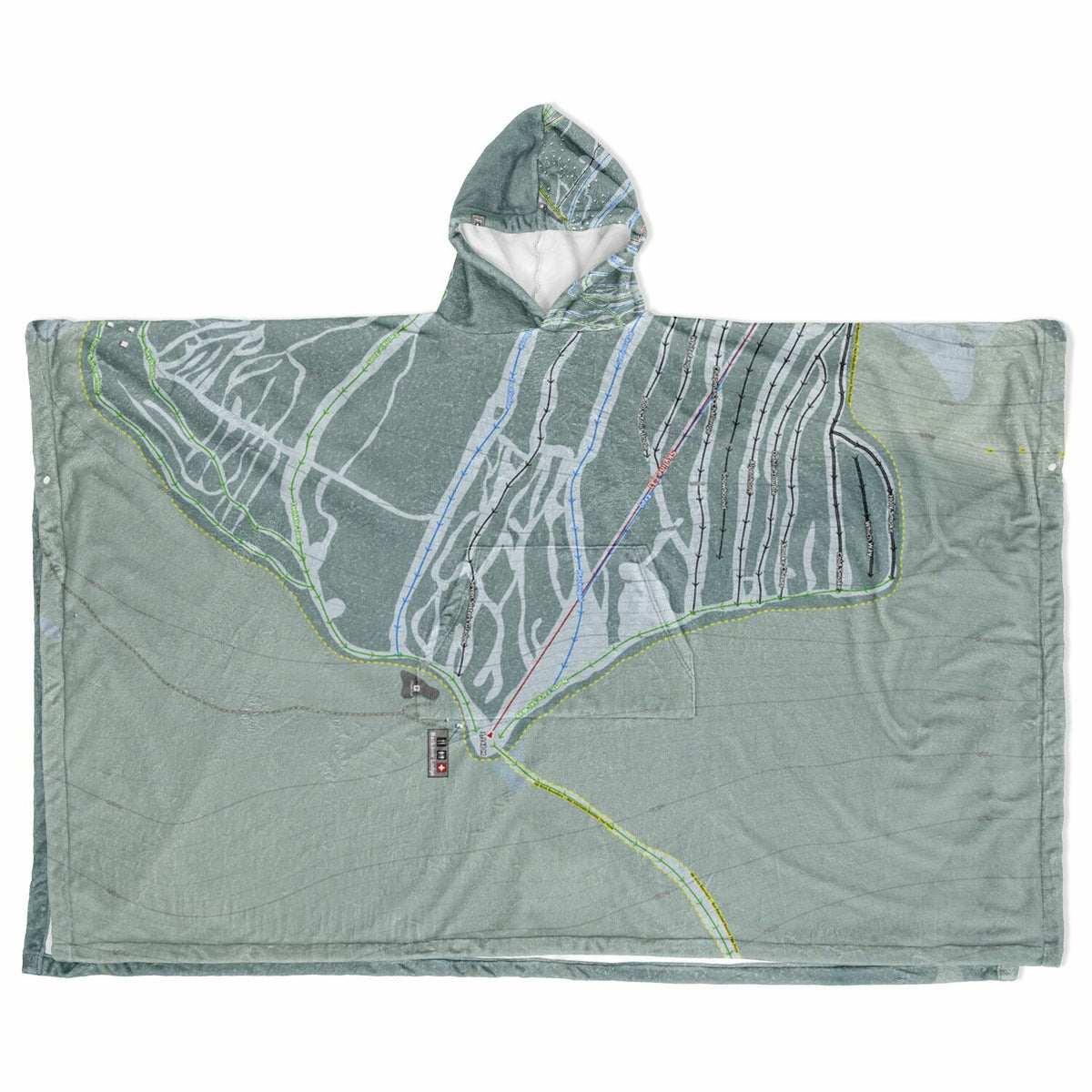 Hudson Bay Mountain, British Columbia Ski Resort Map Flannel Blanket Poncho