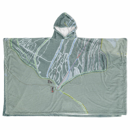 Hudson Bay Mountain, British Columbia Ski Resort Map Flannel Blanket Poncho