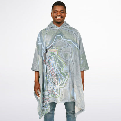 Snowriver Mountain, Michigan Ski Resort Map Flannel Blanket Poncho