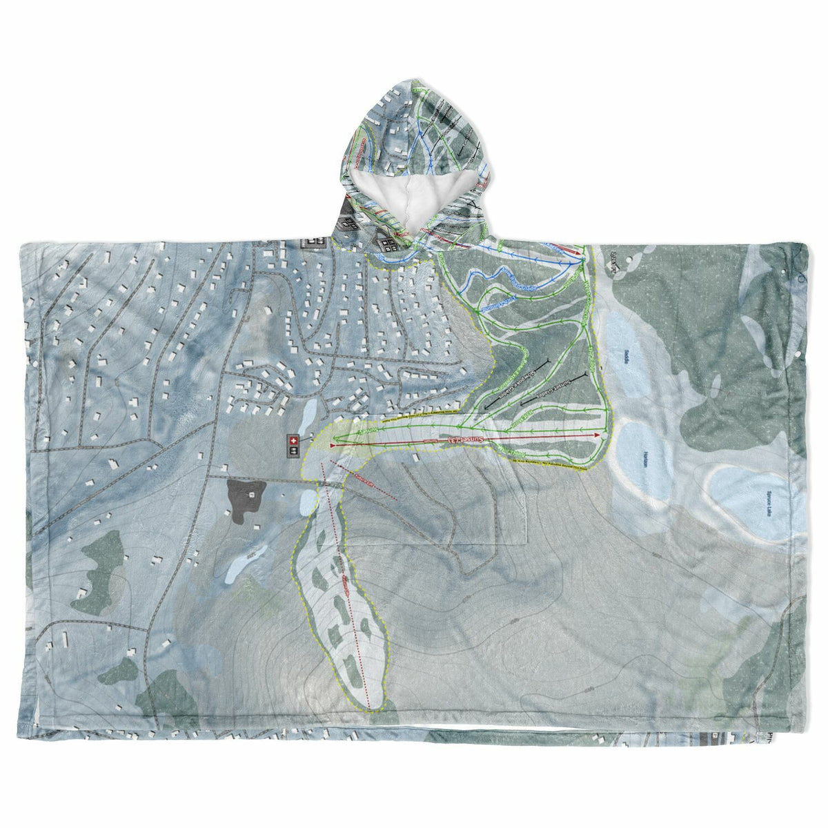 Holimont, New York Ski Resort Map Flannel Blanket Poncho