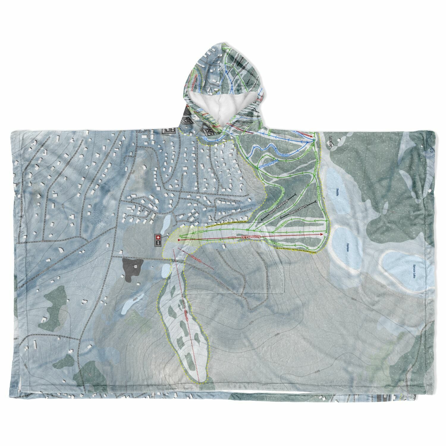 Holimont, New York Ski Resort Map Flannel Blanket Poncho