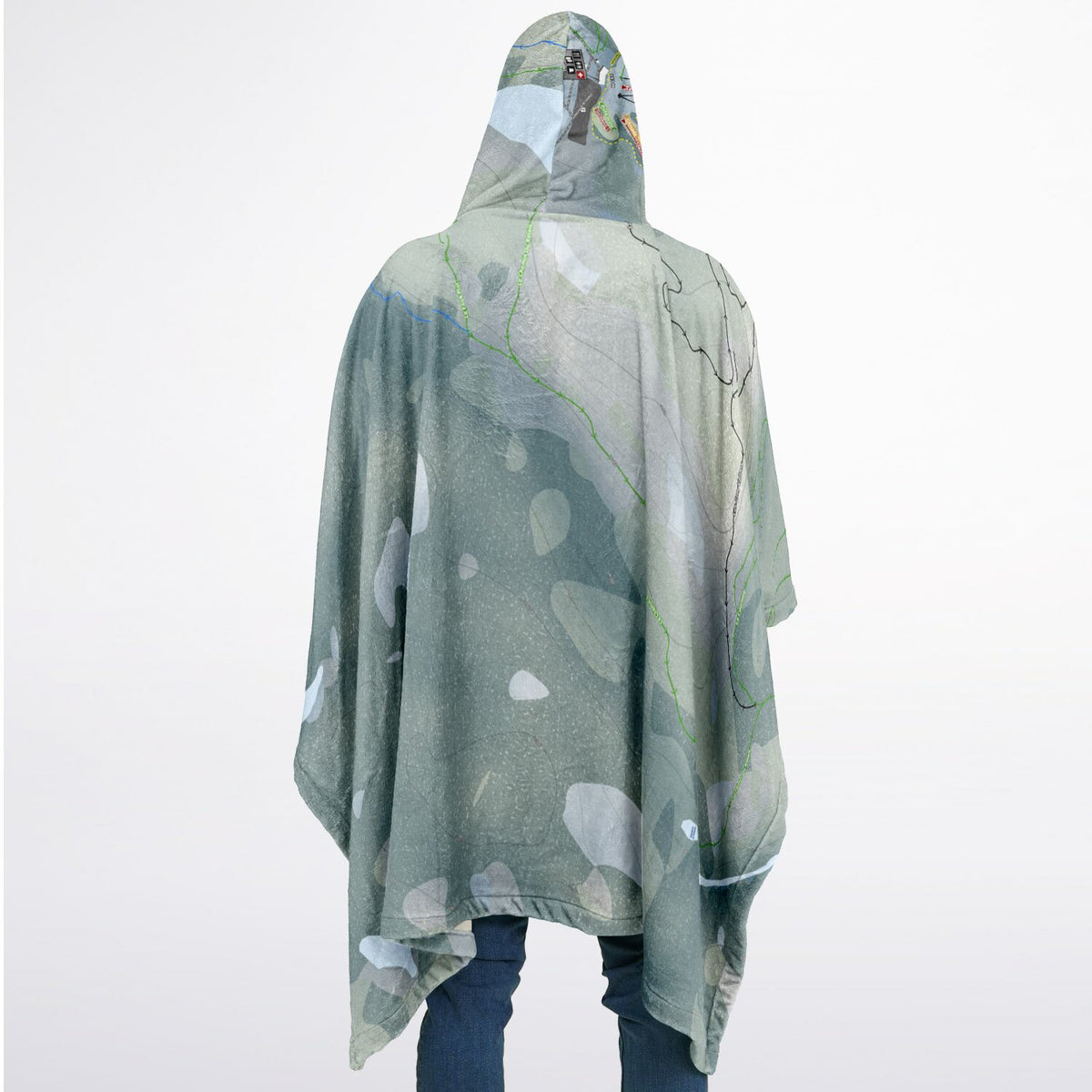 Club Tobo-Ski, Quebec Ski Resort Map Flannel Blanket Poncho