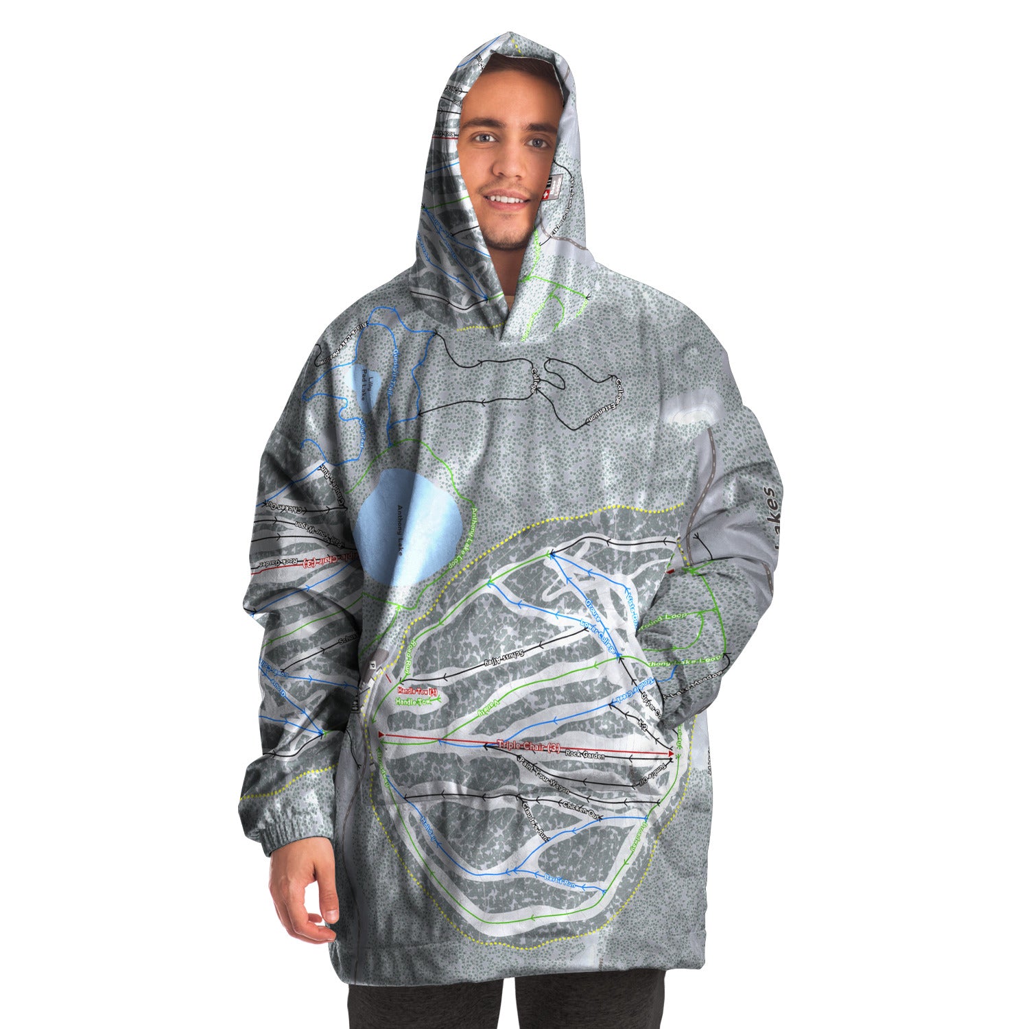 Anthony Lakes, Oregon Ski Trail Map - Snug Hoodie