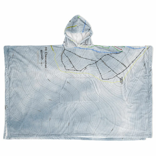 Mt Cheeseman, New Zealand Ski Resort Map Flannel Blanket Poncho - Powderaddicts