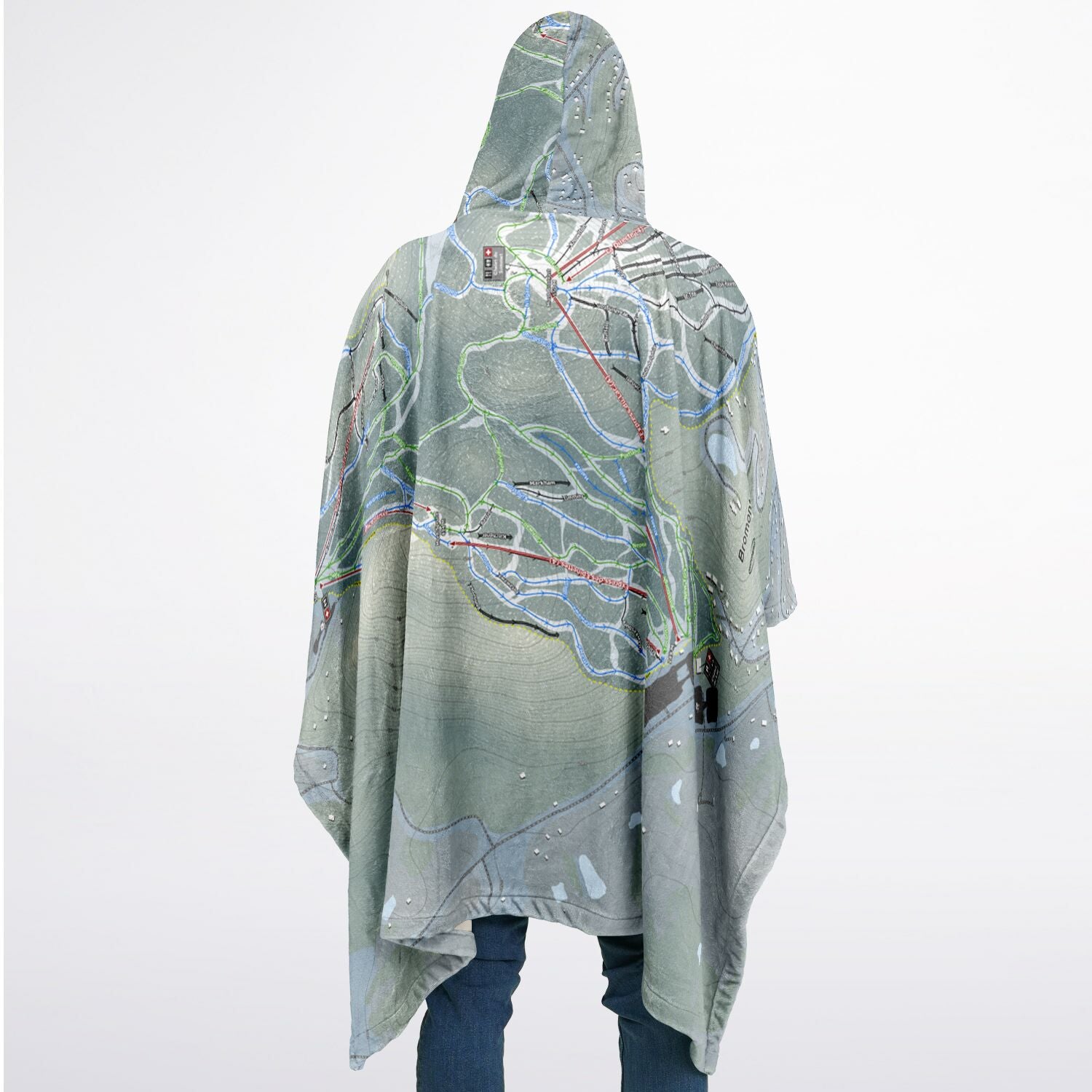 Bromont, Quebec Ski Resort Map Flannel Blanket Poncho