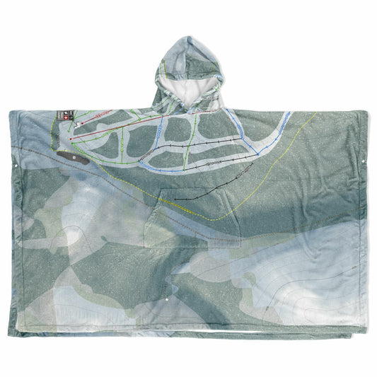 Bear Paw, Montana Ski Resort Map Flannel Blanket Poncho