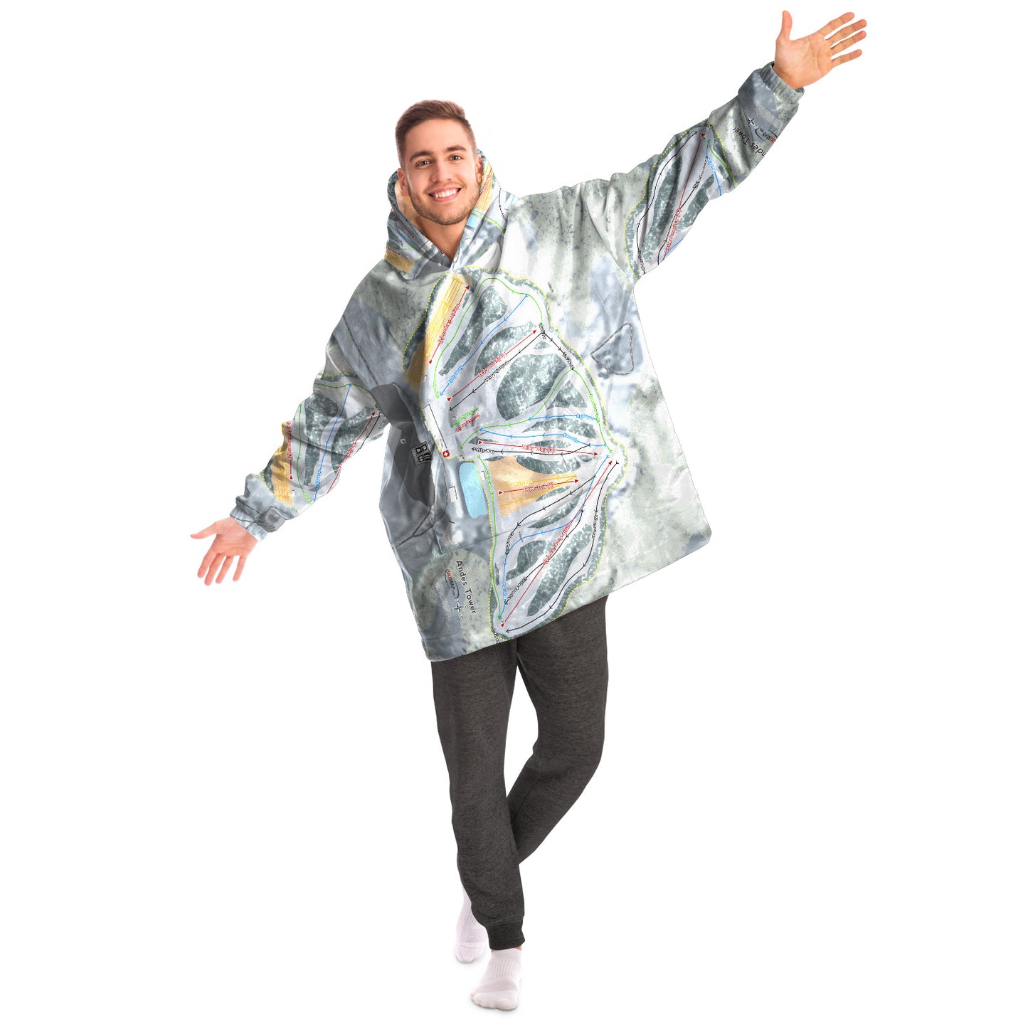 Andes Tower, Minnesota Ski Trail Map Snug Hoodie