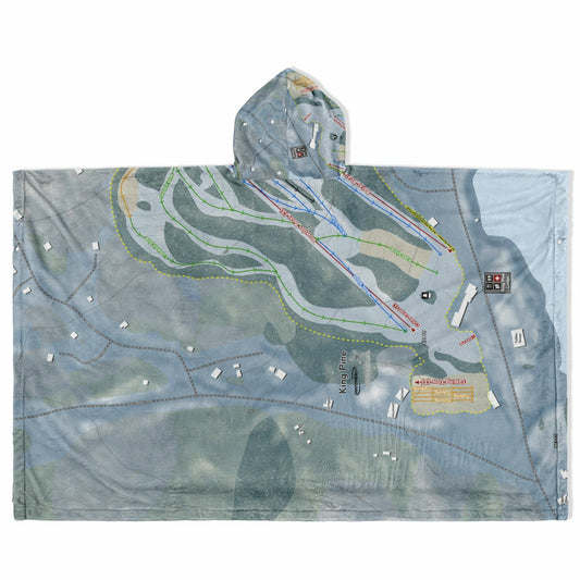 King Pine, New Hampshire Ski Resort Map Flannel Blanket Poncho