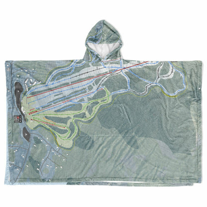 Pleasant Mountain, Maine Ski Resort Map Flannel Blanket Poncho