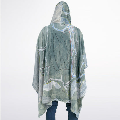Black Mountain of Maine, Maine Ski Resort Map Flannel Blanket Poncho
