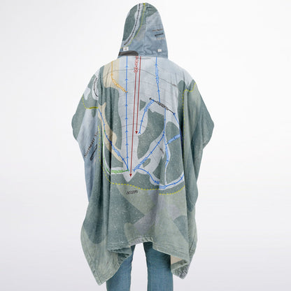 Northeast Slopes, Vermont Ski Resort Map Flannel Blanket Poncho