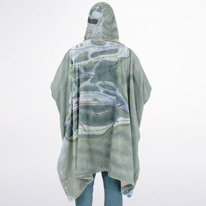Buffalo Ski Center, New York Ski Resort Map Flannel Blanket Poncho