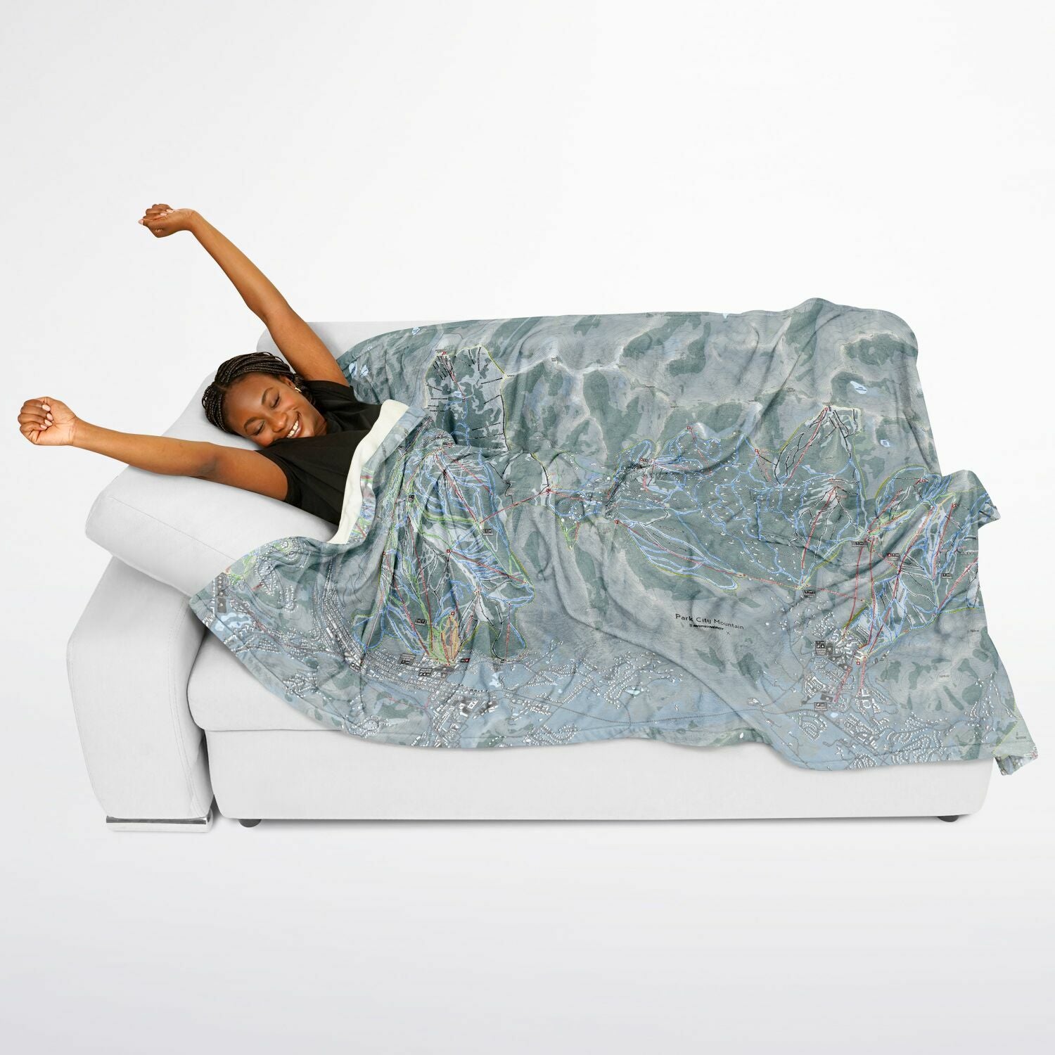 Park City, Utah Ski Resort Map Flannel Blanket Poncho