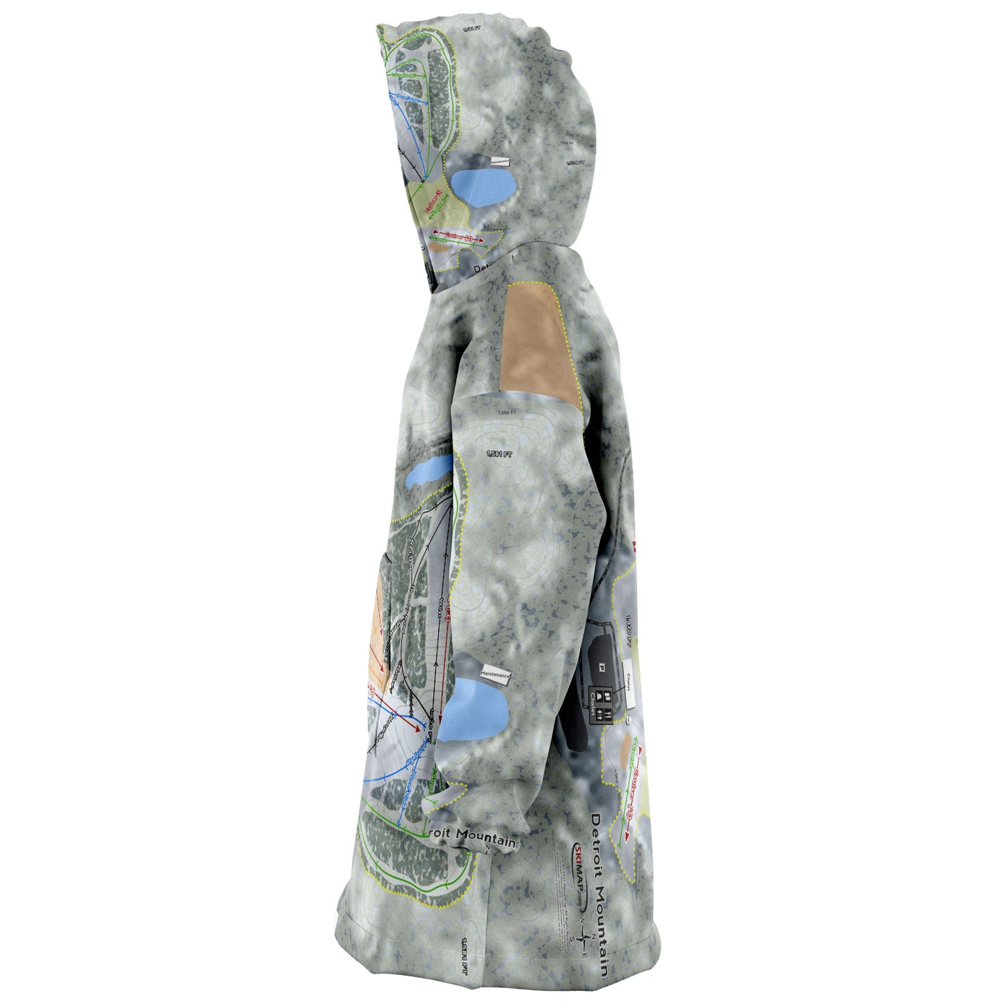 Detroit Mountain, Minnesota Ski Trail Map Snug Hoodie