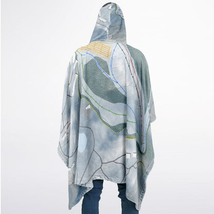Shanty Creek Summit Mountain, Michigan Ski Resort Map Flannel Blanket Poncho