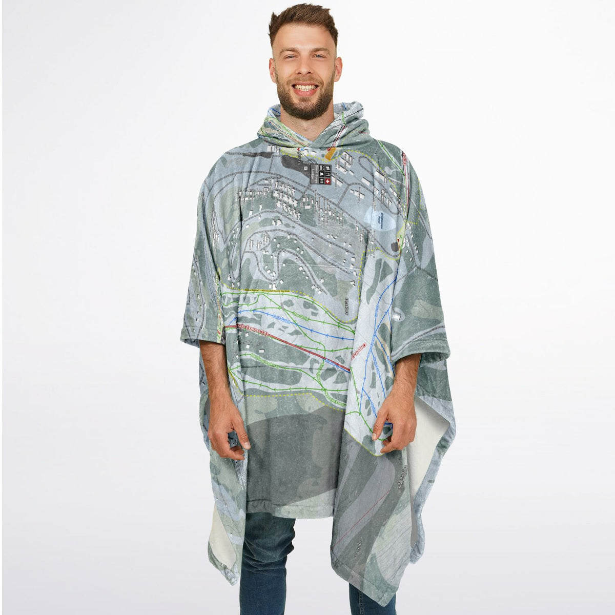 Brian Head, Utah Ski Resort Map Flannel Blanket Poncho